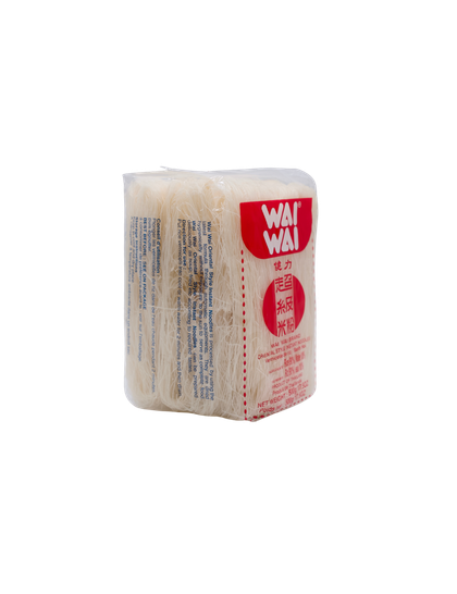 Fideos de Arroz-Fideos de Arroz estilo Vermicelli de la marca tailandesa Wai Wai, en su formato familiar de 500g